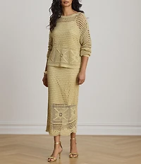Lauren Ralph Lauren Pointelle-Knit Midi Length Pencil Skirt