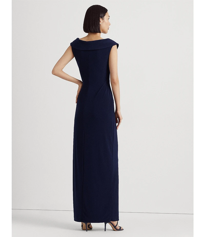Lauren Ralph Lauren Portrait Collar Cap Sleeve Crepe Sheath Gown