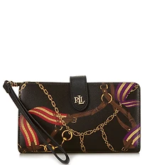 Lauren Ralph Lauren Print Crosshatch Leather Tech Wristlet