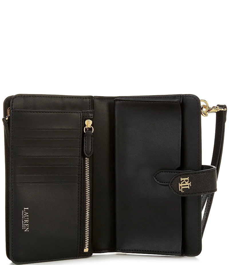 Lauren Ralph Lauren Print Crosshatch Leather Tech Wristlet