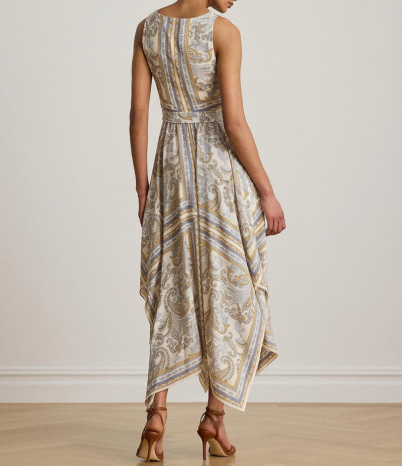 Lauren Ralph Lauren Print Woven Georgette V-Neck Sleeveless A-Line Dress
