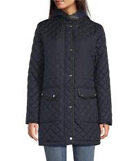 Lauren Ralph Lauren Quilted Hooded Internal Drawcord Zip Front Coat