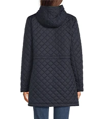 Lauren Ralph Lauren Quilted Hooded Internal Drawcord Zip Front Coat