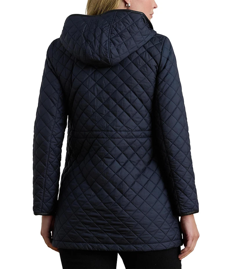 Lauren Ralph Lauren Quilted Hooded Internal Drawcord Zip Front Coat