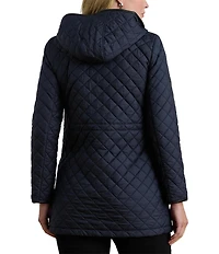 Lauren Ralph Lauren Quilted Hooded Internal Drawcord Zip Front Coat