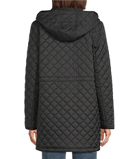 Lauren Ralph Lauren Quilted Hooded Internal Drawcord Zip Front Coat