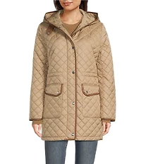 Lauren Ralph Lauren Quilted Hooded Internal Drawcord Zip Front Coat