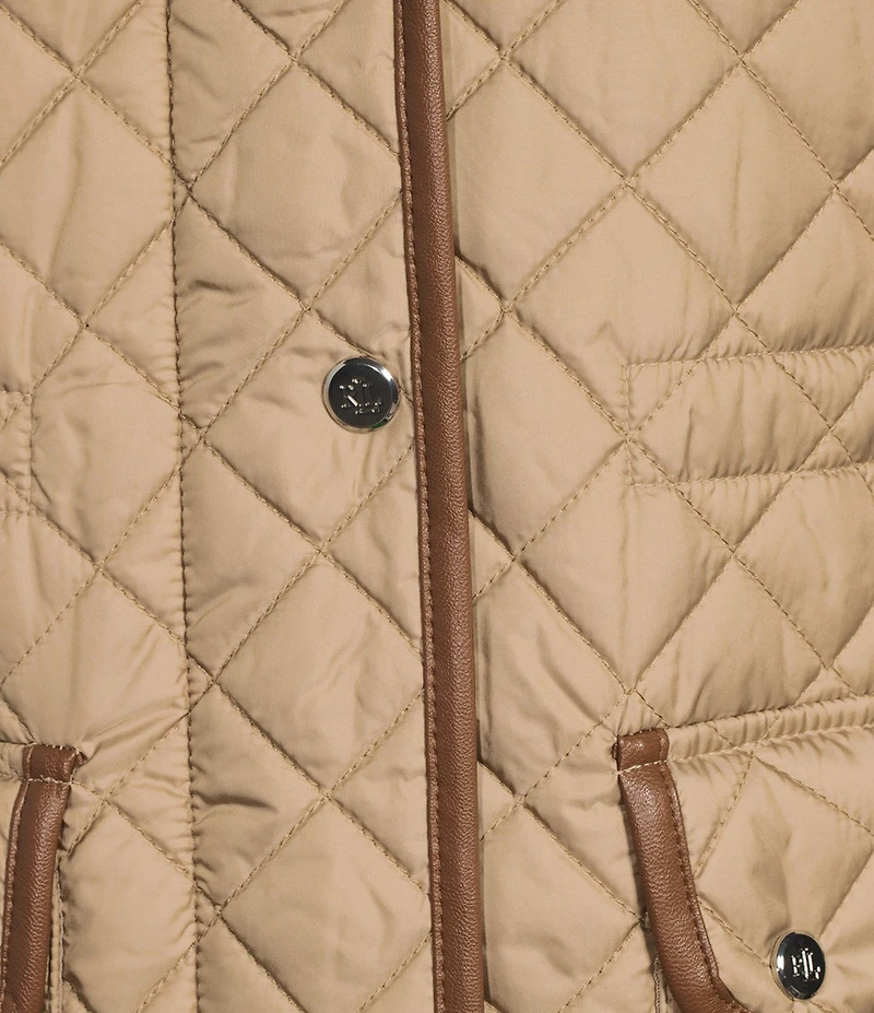 Lauren Ralph Lauren Quilted Hooded Internal Drawcord Zip Front Coat