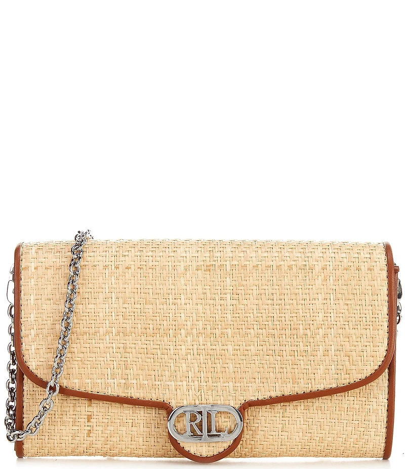 Lauren Ralph Lauren Adair Raffia Contrast Trim Medium Crossbody Bag