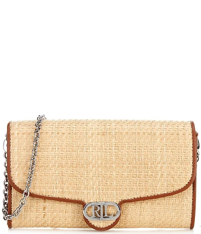 Lauren Ralph Lauren Adair Raffia Contrast Trim Medium Crossbody Bag