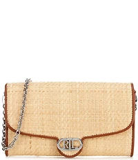 Lauren Ralph Lauren Adair Raffia Contrast Trim Medium Crossbody Bag