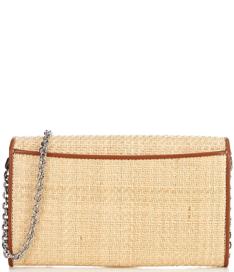 Lauren Ralph Lauren Adair Raffia Contrast Trim Medium Crossbody Bag
