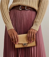 Lauren Ralph Lauren Adair Raffia Contrast Trim Medium Crossbody Bag