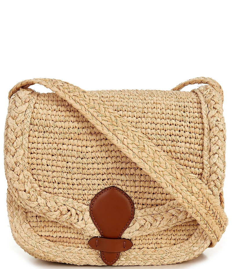 Lauren Ralph Lauren Colbie Medium Raffia Saddle Crossbody Bag