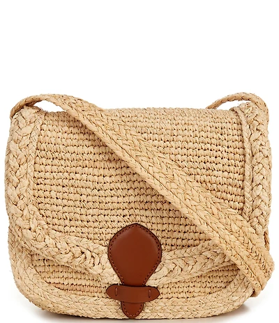 Lauren Ralph Lauren Colbie Medium Raffia Saddle Crossbody Bag