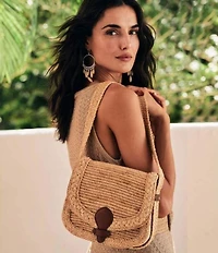 Lauren Ralph Lauren Colbie Medium Raffia Saddle Crossbody Bag