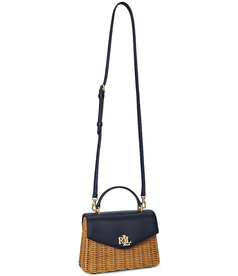 Lauren Ralph Lauren Farrah Small Rattan Leather Satchel Bag