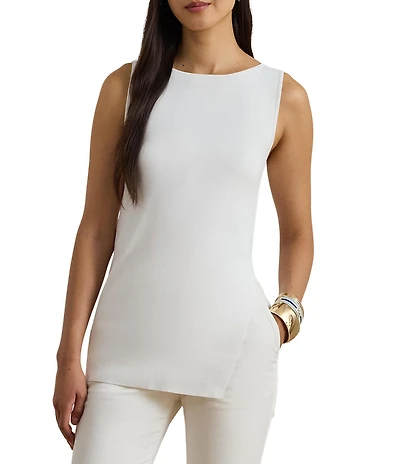 Lauren Ralph Lauren Rib-Knit Boat Neck Sleeveless Sweater top