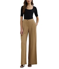 Lauren Ralph Lauren Rib-Knit Cotton Blend Scoop Neck Elbow Sleeve Fitted Tee
