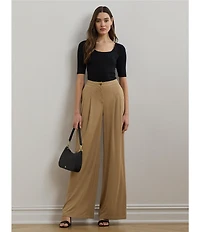 Lauren Ralph Lauren Rib-Knit Cotton Blend Scoop Neck Elbow Sleeve Fitted Tee