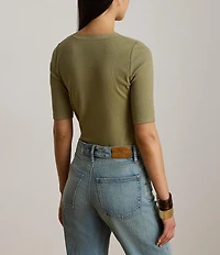 Lauren Ralph Lauren Rib Knit Crew Neck Short Sleeve Shirt