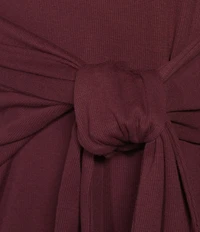 Lauren Ralph Lauren Rib Knit Turtleneck Long Sleeve Tie Front Midi Dress
