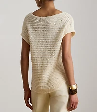 Lauren Ralph Lauren Ribbed Knit Boatneck Short Sleeve Top