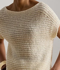 Lauren Ralph Lauren Ribbed Knit Boatneck Short Sleeve Top