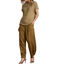 Lauren Ralph Lauren Ribbed Knit Boatneck Short Sleeve Top