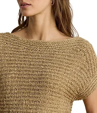Lauren Ralph Lauren Ribbed Knit Boatneck Short Sleeve Top