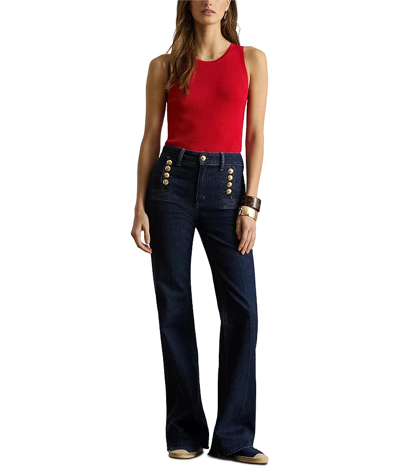 Lauren Ralph Lauren Ribbed Knit Crew Neck Sleeveless Tee