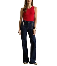 Lauren Ralph Lauren Ribbed Knit Crew Neck Sleeveless Tee