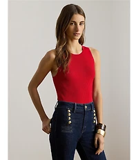 Lauren Ralph Lauren Ribbed Knit Crew Neck Sleeveless Tee