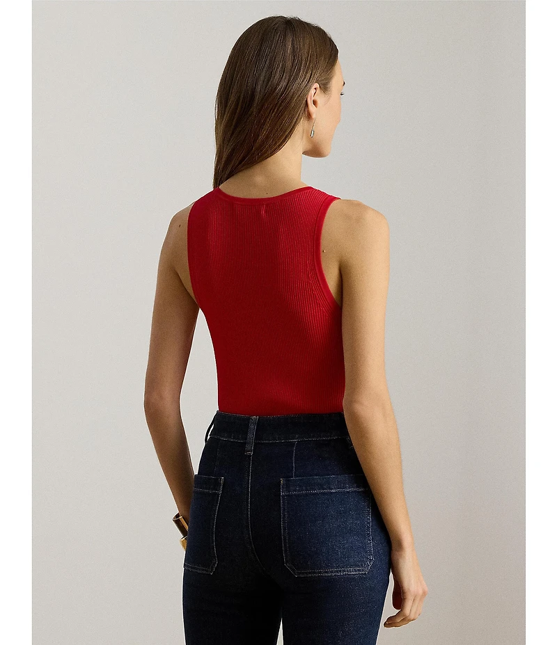 Lauren Ralph Lauren Ribbed Knit Crew Neck Sleeveless Tee