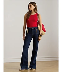 Lauren Ralph Lauren Ribbed Knit Crew Neck Sleeveless Tee