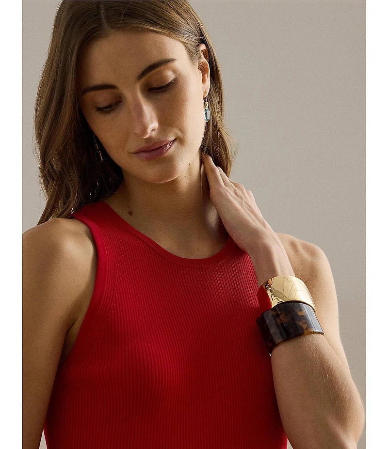 Lauren Ralph Lauren Ribbed Knit Crew Neck Sleeveless Tee