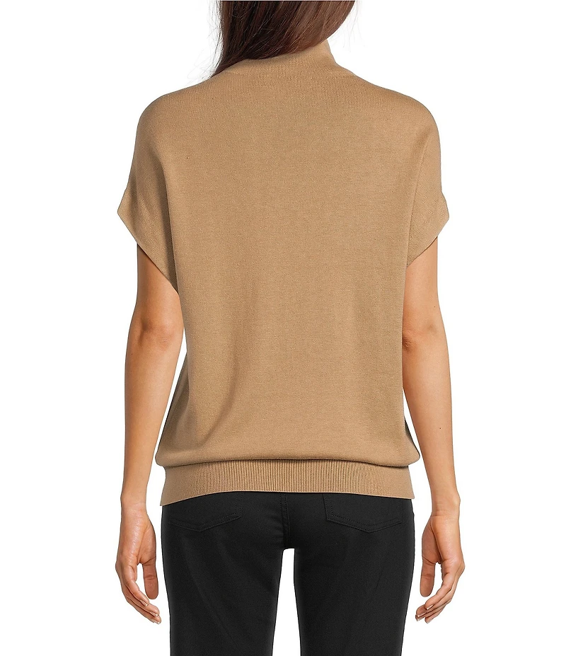 Lauren Ralph Lauren Ribbed Knit Mock Neck Cap Sleeve Sweater Top