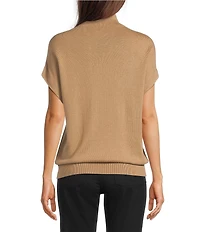 Lauren Ralph Lauren Ribbed Knit Mock Neck Cap Sleeve Sweater Top