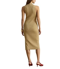 Lauren Ralph Lauren Ribbed Knit Mock Neck Sleeveless Sheath Dress