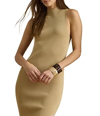 Lauren Ralph Lauren Ribbed Knit Mock Neck Sleeveless Sheath Dress