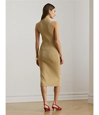 Lauren Ralph Lauren Ribbed Knit Mock Neck Sleeveless Sheath Dress