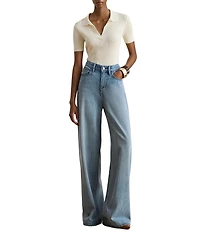 Lauren Ralph Lauren Ribbed Knit Polo Collar Short Sleeve Sweater