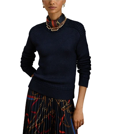 Lauren Ralph Lauren Ribbed Knit Round Neck Long Sleeve Sweater