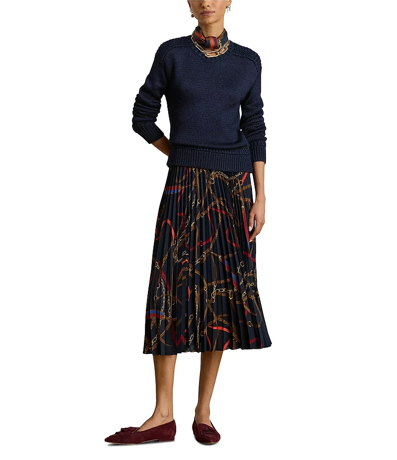 Lauren Ralph Lauren Ribbed Knit Round Neck Long Sleeve Sweater