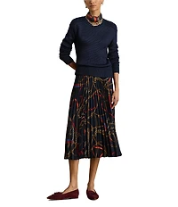 Lauren Ralph Lauren Ribbed Knit Round Neck Long Sleeve Sweater