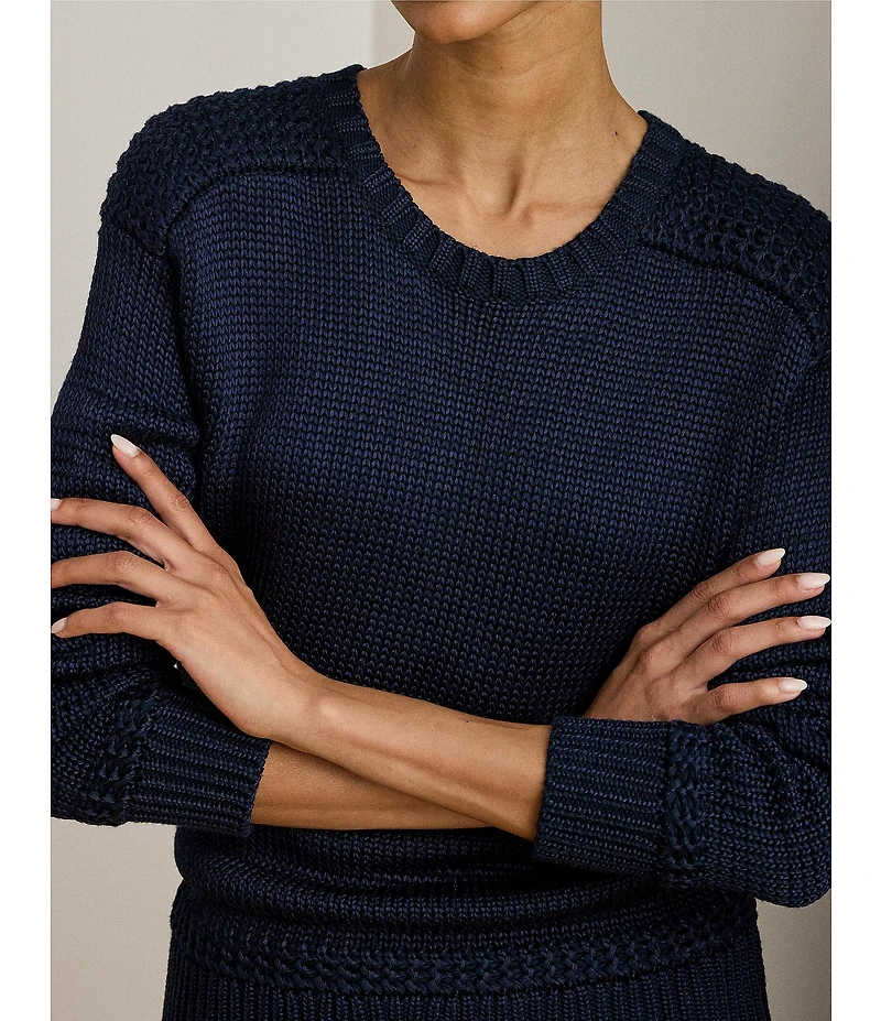 Lauren Ralph Lauren Ribbed Knit Round Neck Long Sleeve Sweater