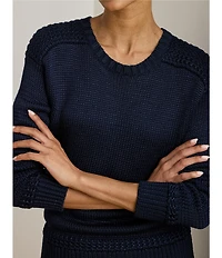 Lauren Ralph Lauren Ribbed Knit Round Neck Long Sleeve Sweater