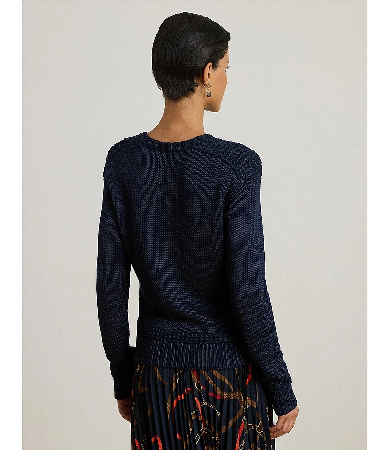 Lauren Ralph Lauren Ribbed Knit Round Neck Long Sleeve Sweater