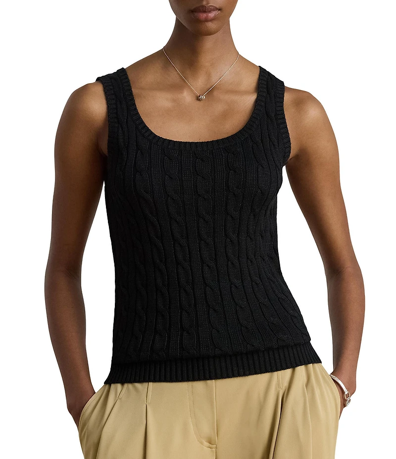 Lauren Ralph Lauren Ribbed Knit Scoop Neck Sleeveless Sweater Top