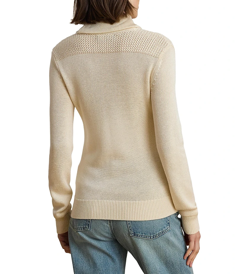Lauren Ralph Lauren Ribbed Knit Shawl Collar Long Sleeve Sweater Top